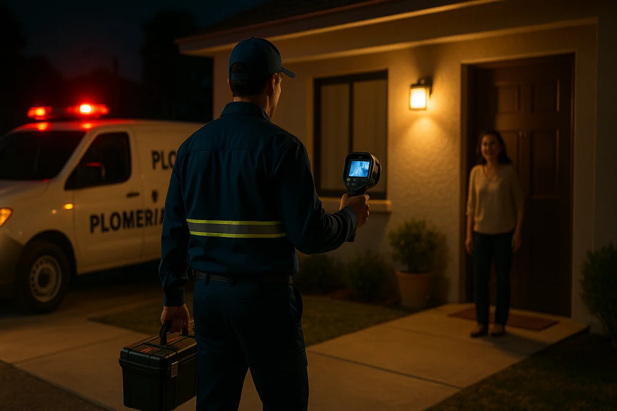 Plomero profesional en Los Mochis atendiendo emergencia 24 horas con herramientas especializadas